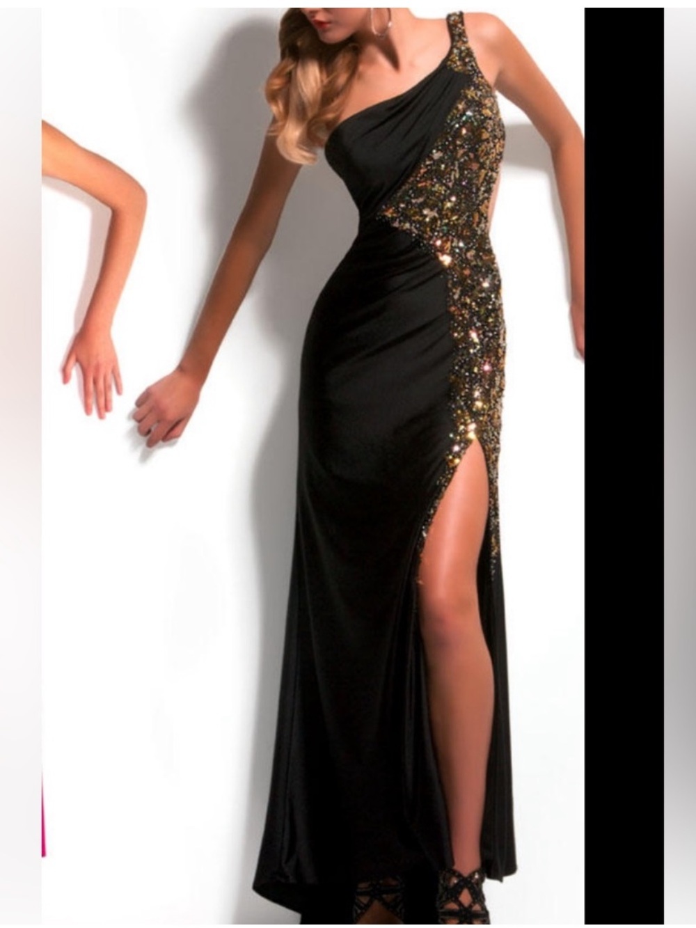mac duggal prom black and gold dress 2 NWT